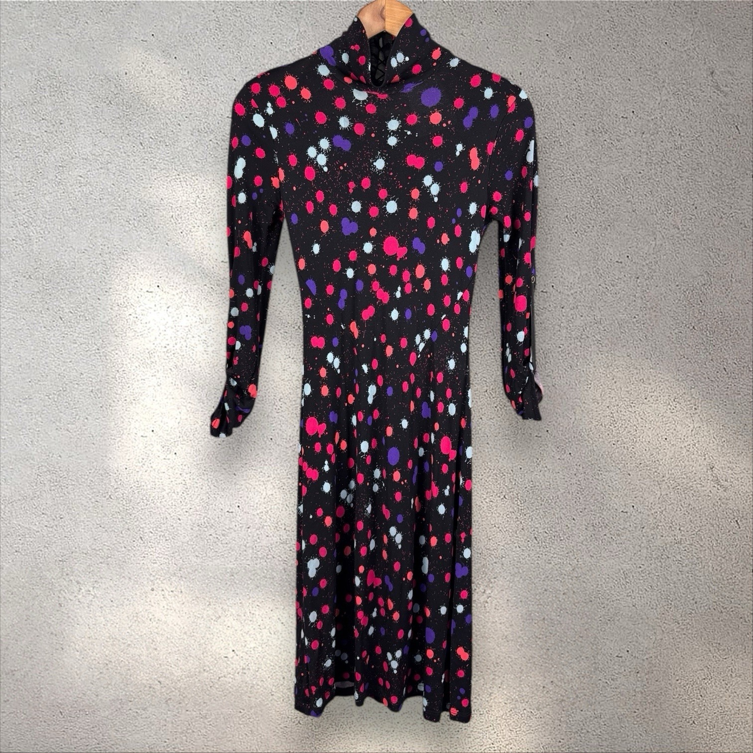 Versus Gianni Versace Vintage Y2k Dress Numbered Paint Splatter Lace Up Fits Xs